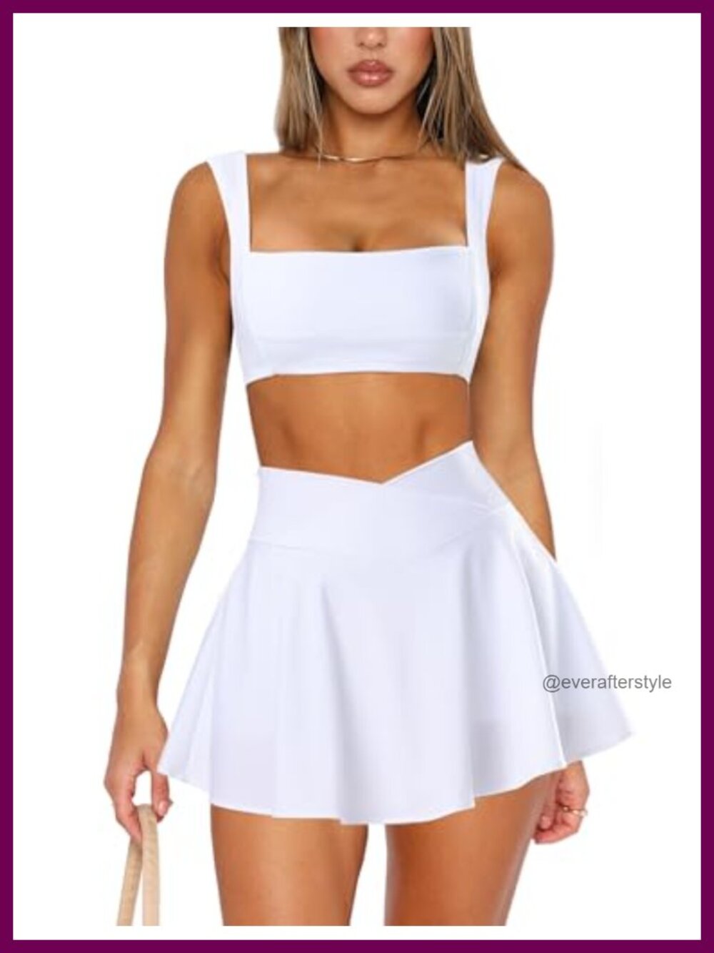 Two Piece Tennis Skirt Set Sports Bra Pleated Skort Pickleball Golf Athletic
